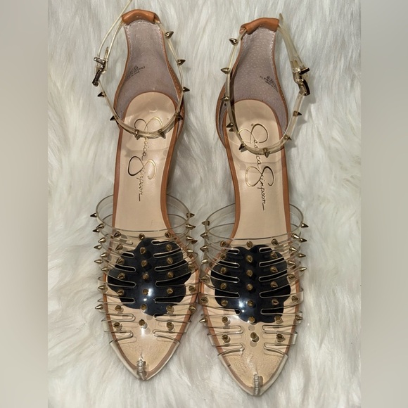 Jessica Simpson Shoes - Jessica Simpson Nude/Gold Studded Sandals